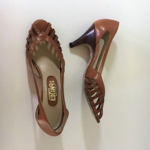 VTG Latinas Peep-Toe Brazilian Leather Pumps Sz 9
